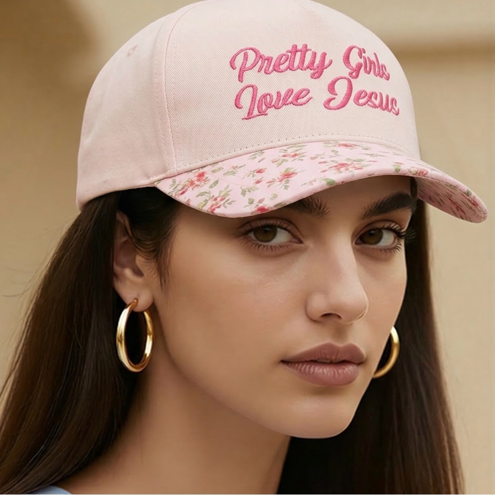 ZENANA | NEW Pretty Girls Love Jesus Pink Floral Baseball Cap OSFA
